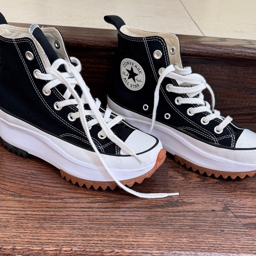 Converse Black and White High-Top Platform Sneakers
